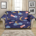 Blue Checked Moon Star Could Pattern Sofa Couch Protector Cover