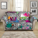 Wild Animal Zebra On Colorful Background Sofa Couch Protector Cover