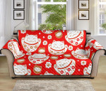 Funny Maneki Neko Lucky Cat Red Background Sofa Couch Protector Cover