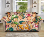 Funny Mushroom Family On Tan Sofa Couch Protector Cover