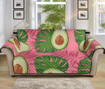 Avocado Slices Tropical Green Leaves Pink Background Sofa Couch Protector Cover