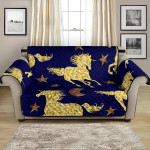 Running Unicorn Golden Glitter On Navy Design Sofa Couch Protector Cover