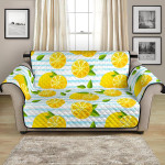 Succulent Lemon Pattern Blue Stripe Sofa Couch Protector Cover