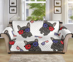 Sofa Couch Protector Cover French Bulldog Sunglass In Red And Blue Color