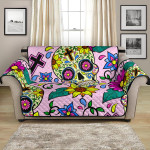 Pink Theme Colorful Sugar Skull Pattern Sofa Couch Protector Cover