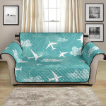Aqua Theme Airplane Cloud Pattern Sofa Couch Protector Cover