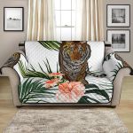 Strong Bengal Tiger Hibicus Pattern Sofa Couch Protector Cover