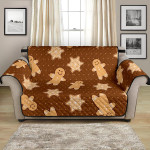 Brown Theme Christmas Gingerbread Cookie Pattern Sofa Couch Protector Cover