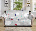 Colorful Airplane Cloud On Grey Background Sofa Couch Protector Cover