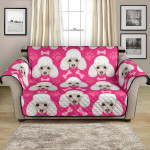 Cute Bone Poodle Pattern Pink Background Sofa Couch Protector Cover