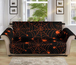Orange Cobweb Spider Web Design Sofa Couch Protector Cover