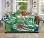 Tropical Heliconia Palm And Monstera Leaves Sofa Couch Protector Cover