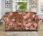 Lovely Pink Sakura Cherry Blossom Dark Brown Background Sofa Couch Protector Cover