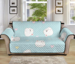 Blue Theme White Cute Hamsters Heart Sofa Couch Protector Cover