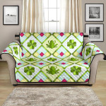 Pretty Rhombus Frog Clover Leaves Pattern Sofa Couch Protector Cover