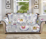 Grey Theme Cute Llama Alpaca Pattern Sofa Couch Protector Cover