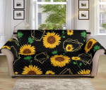 Black Background Sunflower Golden Polygonal Shapes Sofa Couch Protector Cover