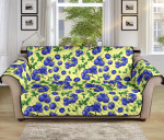 Ripe Blueberry Leaves On Light Yellow Design Sofa Couch Protector Cover