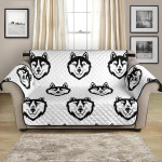 Siberian Husky Face Hand Drawn Pattern Sofa Couch Protector Cover