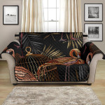 Tropical Flamingo And Palm Leaves Art Pattern Sofa Couch Protector Cover