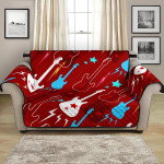 Music Instrument Electical Guitar Red Pattern Sofa Couch Protector Cover