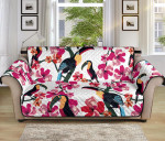 Spring Time Toucan Flower White Sofa Couch Protector Cover