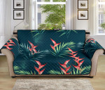 Pretty Heliconia Flowers Palm And Monstera Leaves Sofa Couch Protector Cover