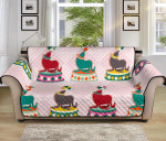Pink Checked Design Sofa Couch Protector Cover Colorful Sea Lion