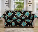 Black Theme Impressive Sea Turtle Blue Stone Sofa Couch Protector Cover