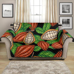 Hand Drawn Cocoa Green Leaves Pattern Sofa Couch Protector Cover