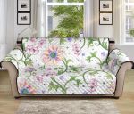White Theme Beautiful Pink Lotus Waterlily Leaves Sofa Couch Protector Cover