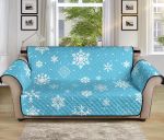 White Snowflake Pattern Blue Background Sofa Couch Protector Cover