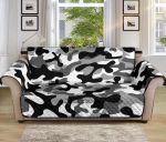 Black White Camo Camouflage Design Sofa Couch Protector Cover