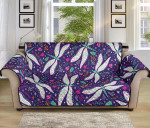 Blue Violet Design Sofa Couch Protector Cover Cute Dragonfly Flower