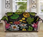 Dark Night Lotus Waterlily Flower Design Sofa Couch Protector Cover