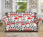 White Theme Red Mushroom Dot Sofa Couch Protector Cover