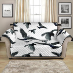 White Version Black Crow Watercolor Pattern Sofa Couch Protector Cover