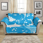 Cute White Shark Pattern Blue Theme Sofa Couch Protector Cover