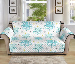 Adorable Sofa Couch Protector Cover Octopus Deep Sky Blue And White
