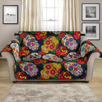 Vivid Suger Skull Pattern Dark Theme Sofa Couch Protector Cover