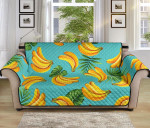 Banana Palm Leaves On Light Blue Background Sofa Couch Protector Cover