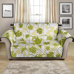 Grape Green Leaves Pattern White Background Sofa Couch Protector Cover