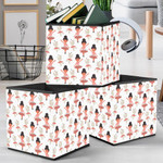Cute Poodle Dogs In Cute Ballet Skirts Dancing With Girl Storage Bin Storage Cube