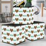 Brown Pixel Face Of Beagle On Check Background Storage Bin Storage Cube