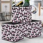 Black And White Cute Poodles On Pink Storage Bin Storage Cube