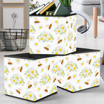 Natural Summer Bright Bees And White Camomile Flowers Storage Bin Storage Cube