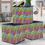 Artwork With Psychedelic Abstract Patterns On Grey Background Storage Bin Storage Cube
