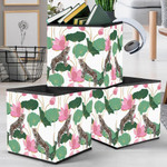 Wild African Leopards Pink Lotuses With Leaves Storage Bin Storage Cube