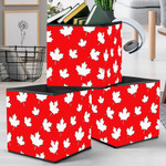 Canada Day Pattern In Red And White Maple Leaves Storage Bin Storage Cube