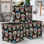 Traditional Mexican Sugar Skulls And Roses Storage Bin Storage Cube